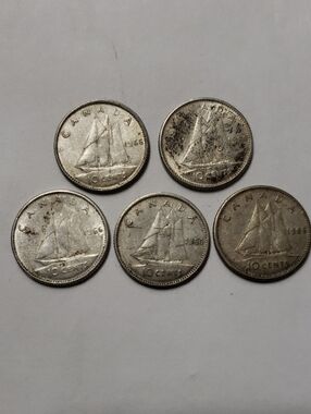 Canadian 1966 10 Cent Dime Lot - 80% Silver